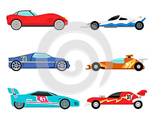 Sport speed automobile and offroad rally car colorful fast motor racing auto driver transport motorsport vector