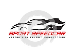 Sport speed car - vector logo template concept illustration. Abstract automobile creative graphic sign. Design element