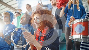 Sport Stadium Soccer Match: Portrait of Beautiful Bi Racial Fan Girl with Italian Flag Painted Face