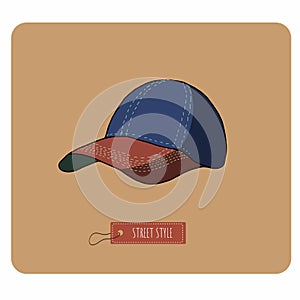 Sport style cap colorfull vector drawing illustration
