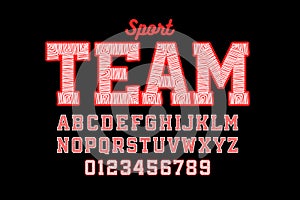 Sport style embroidered font