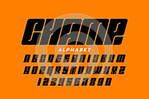 Sport style font, typography design, alphabet letters and numbers
