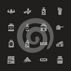 Sport Supplements - Flat Vector Icons