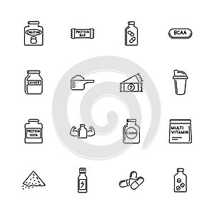 Sport Supplements - Flat Vector Icons