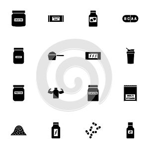 Sport Supplements icon - Expand to any size - Change to any colour. Perfect Flat Vector Contains such Icons as powder