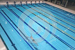 Sport swimming pool inside building