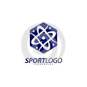 Sport symbol design, Fitness people icon vector logo, speed fitness, running, swimming, jumping logotype, hexagon people