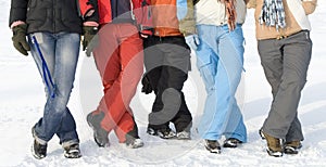 Sport teenagers on snow