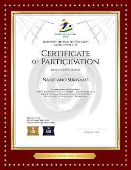 Sport theme certificate of participation template