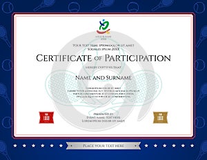 Sport theme certification of participation template photo