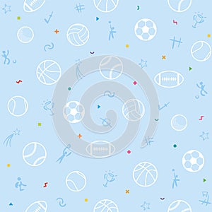 Sport theme seamless pattern background; football; baseball; vol