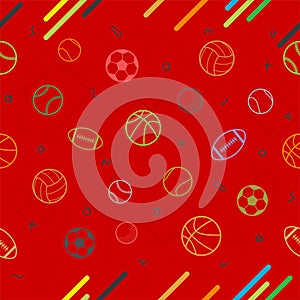 Sport theme seamless pattern background; football; baseball; vol