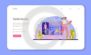 Sport therapy web banner or landing page. People doing sport exercise