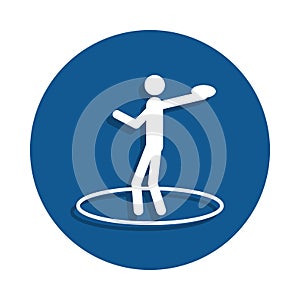 sport throwing disc icon in badge style. One of sport collection icon can be used for UI, UX