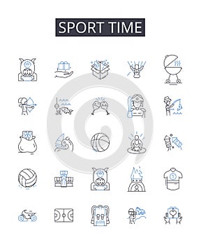Sport time line icons collection. unique, distinguishable, exclusive, contrast, exceptional, stand out, separate vector