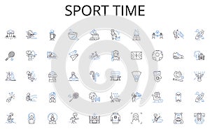 Sport time line icons collection. Teammates, Coworkers, Allies, Comrades, Partners, Associates, Squadmates vector and photo