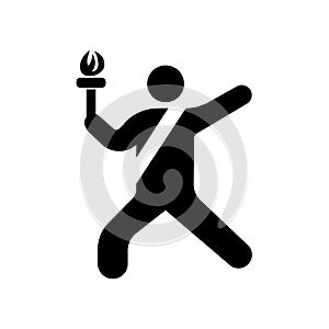 Sport torch runner icon isolated on white background