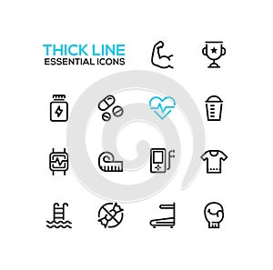 Sport Training - Thick Single Line Icons Set
