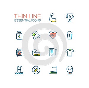 Sport Training - Thin Single Line Icons Set