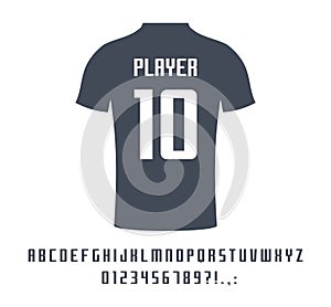 Sport universal font for soccer, football, baseball or basketball team logo, t-shirt. Athletic player name typeface