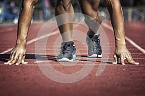 Sport. Unrecognizable runner on the starting