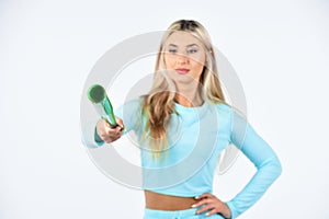 Sport is way of life. bat-and-ball games. female cricket player. girl ready batting ball. Sport and sportswear fashion