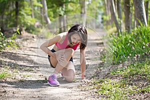 Sport woman with calf strain