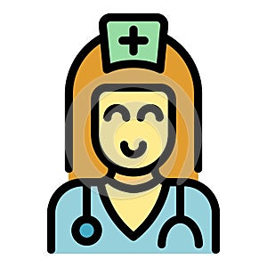 Sport woman doctor icon vector flat