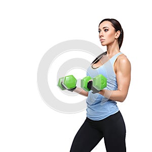 Sport woman with dumbbells