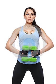 Sport woman with dumbbells