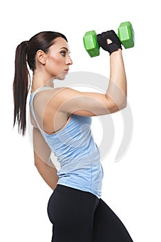 Sport woman with dumbbells