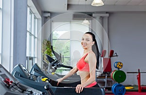 Sport woman exercising gym, fitness center