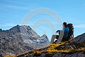 Sport woman in mountains