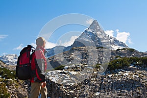 Sport woman in mountains