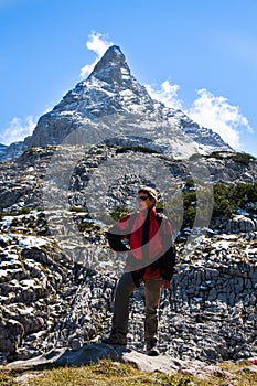 Sport woman in mountains
