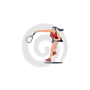 sport woman swing his tennis racket to smash the ball - tennis athlete cartoon smashing the ball