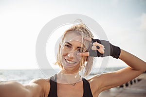 Sport woman training on beach