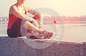 Sport woman training outside in morning