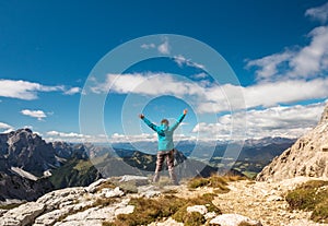 Sport women on top of mountain