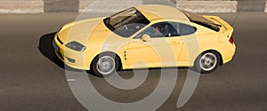 Sport yellow car speed road