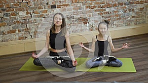 Sport yoga family fitness workout lotus pose