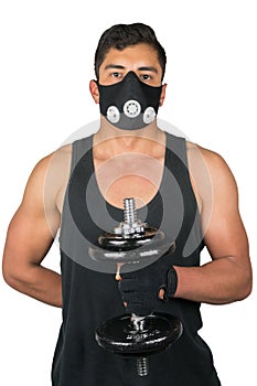 Sport, Young Athletic man exercising. Muscular and strong guy exercising