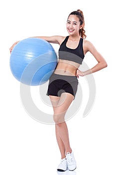 Sport young woman doing exercises