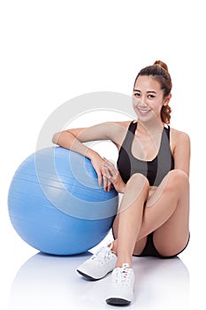 Sport young woman doing exercises