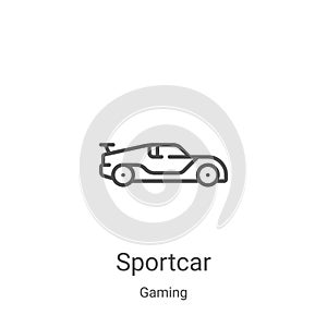 Sportcar icon vector from gaming collection. Thin line Sportcar outline icon vector illustration. Linear symbol for use on web and