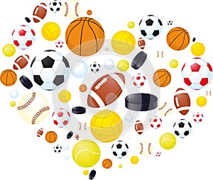 Sporting abstract Heart Made of Balls - Vector Illustration