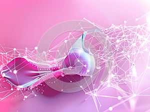 Sporting equipment, like a swimsuit, breaking into pixels and data points, morphing into a network of neural nodes