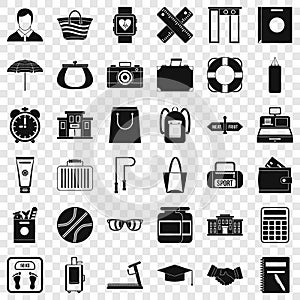 Sporting exercise icons set, simple style