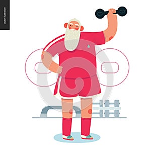 Sporting Santa - dumbbell lifting