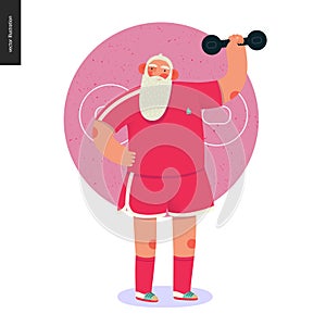 Sporting Santa - dumbbell lifting